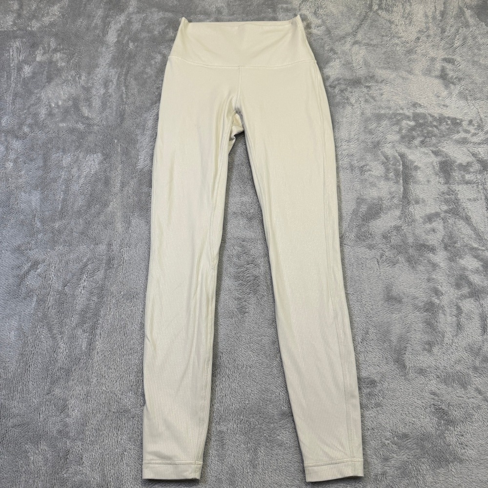 Lululemon Align Ribbed High-Rise Pant 28" Womens 4 Bone White W5GI4S Leggings - Picture 2 of 15